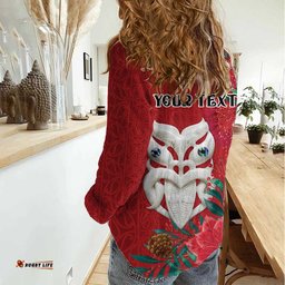 Maori Wheku Meri Kirihimete Personalised Women Casual Shirt All Red Indigenous Maori Motif LT9