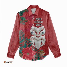 Maori Wheku Meri Kirihimete Personalised Women Casual Shirt All Red Indigenous Maori Motif LT9