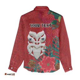 Maori Wheku Meri Kirihimete Personalised Women Casual Shirt All Red Indigenous Maori Motif LT9