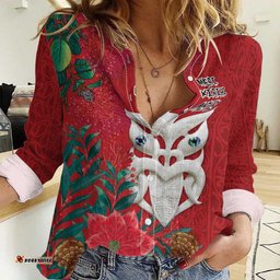 Maori Wheku Meri Kirihimete Personalised Women Casual Shirt All Red Indigenous Maori Motif LT9
