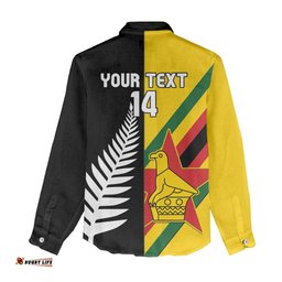 Custom New Zealand and Zimbabwe Women Casual Shirt NZ Fern Zim Flag Half Style LT14