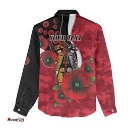 Essendon Bombers ANZAC Personalised Women Casual Shirt Lest We Forget Poppy Camo LT9
