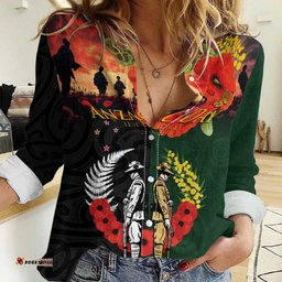 New Zealand and Australia ANZAC Day Women Casual Shirt Lest We Forget Indigenous and Maori Pattern LT03