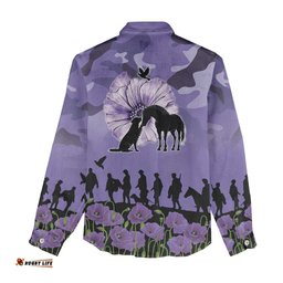 ANZAC Day Women Casual Shirt Lest We Forget the Animals Too LT19