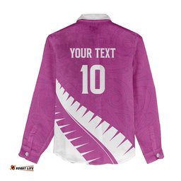 Custom New Zealand Cricket Women Casual Shirt Kiwi Birds Haka Dance Pink Fern Sporty Style LT03