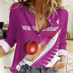 Custom New Zealand Cricket Women Casual Shirt Kiwi Birds Haka Dance Pink Fern Sporty Style LT03