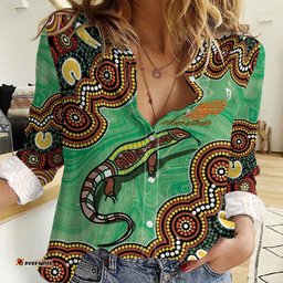 Personalised Australia Goanna NAIDOC Week 2026 Women Casual Shirt 50 Years of Deadly Aboriginal Art LT14