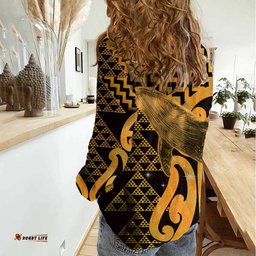 Humpback Whale Matariki New Zealand Women Casual Shirt NZ Maori Paikea Poutama Luxury Gold LT14