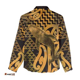 Humpback Whale Matariki New Zealand Women Casual Shirt NZ Maori Paikea Poutama Luxury Gold LT14