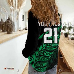 New Zealand Lawn Bowls Custom Women Casual Shirt Green Maori Warrior Tribal Silver Fern LT9