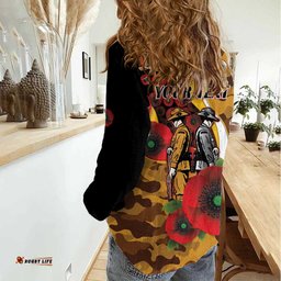 Hawthorn Hawks ANZAC Personalised Women Casual Shirt Lest We Forget Poppy Camo LT9