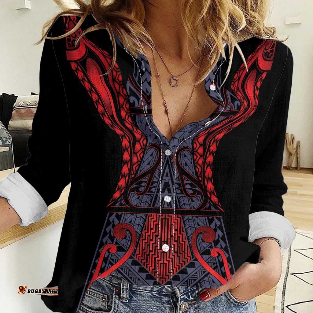 Custom New Zealand Women Casual Shirt Maori Kiwiana Pattern Tukutuku Motif LT9