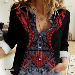 Custom New Zealand Women Casual Shirt Maori Kiwiana Pattern Tukutuku Motif LT9
