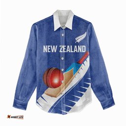 Custom New Zealand Cricket Women Casual Shirt Kiwi Birds Haka Dance Blue Fern Sporty Style LT03