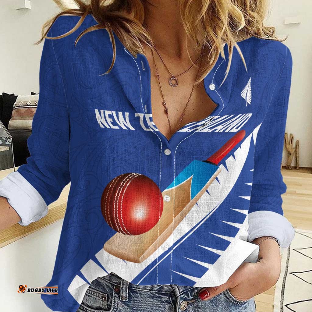 Custom New Zealand Cricket Women Casual Shirt Kiwi Birds Haka Dance Blue Fern Sporty Style LT03