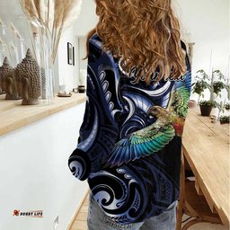 New Zealand Kea Bird Personalised Women Casual Shirt Maori Tribal Koru Art LT9