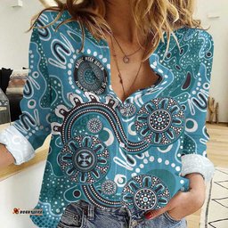 Personalised NAIDOC Week 50 Years Deadly Always Women Casual Shirt Teal Aboriginal Artwork Dot Painting LT9