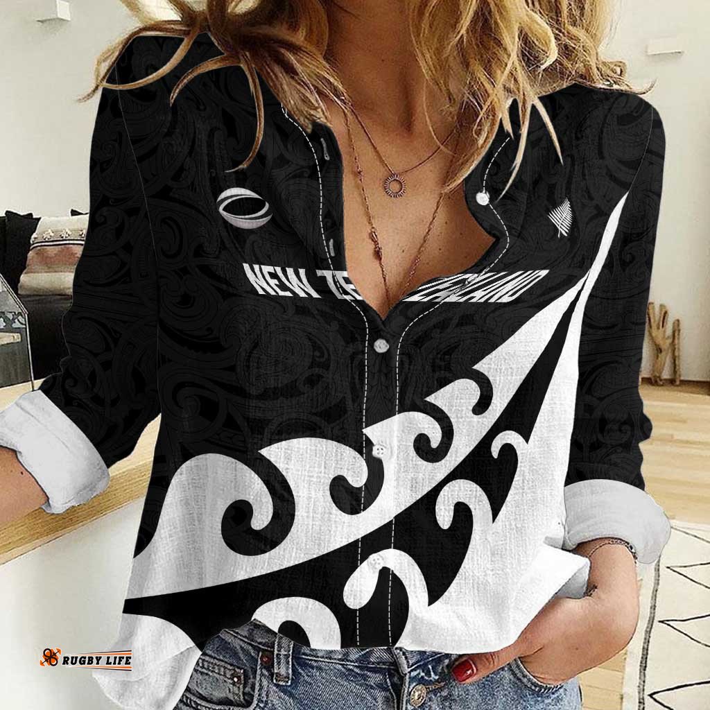 Custom NZ Rugby Women Casual Shirt Koru and Silver Fern Sporty Style LT03