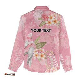 Personalised Galah Cockatoo Fighting in Pink Women Casual Shirt Australian Breast Cancer Spirit LT9