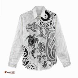 New Zealand Sea Animals with Maori Tribal Tattoo Women Casual Shirt White Color LT03