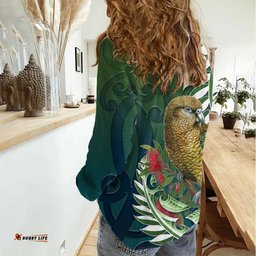 New Zealand Kea Bird Women Casual Shirt With Maori Koru Fern LT05