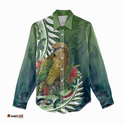 New Zealand Kea Bird Women Casual Shirt With Maori Koru Fern LT05