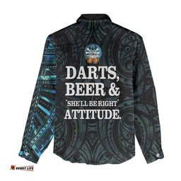 Personalized New Zealand Darts Beer Women Casual Shirt Paua Shell Aotearoa Maori Tattoo LT14