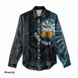 Personalized New Zealand Darts Beer Women Casual Shirt Paua Shell Aotearoa Maori Tattoo LT14