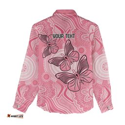 Personalized Pink Butterfly Spirit Women Casual Shirt Australias Breast Cancer Awareness LT9