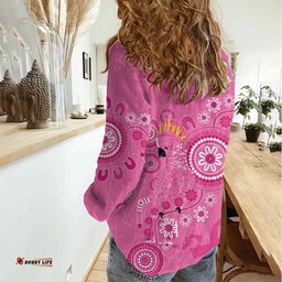 Pink Ribbon Australia Women Casual Shirt Breast Cancer Awareness Aboriginal Cacatua leadbeateri LT14