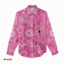 Pink Ribbon Australia Women Casual Shirt Breast Cancer Awareness Aboriginal Cacatua leadbeateri LT14