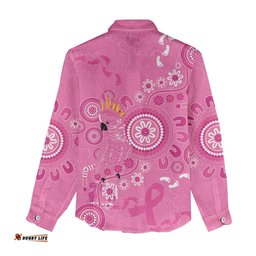 Pink Ribbon Australia Women Casual Shirt Breast Cancer Awareness Aboriginal Cacatua leadbeateri LT14