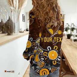 Personalized Hawthorn Hawks Women Casual Shirt Aboriginal Dot Painting Graffiti Style TS04