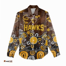 Personalized Hawthorn Hawks Women Casual Shirt Aboriginal Dot Painting Graffiti Style TS04