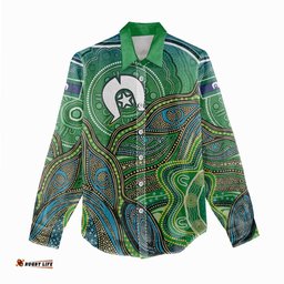 Torres Strait Islands Women Casual Shirt Indigenous Ocean Wave Dot Green Color TS04