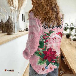 Watercolor Pink Galah Flowers Women Casual Shirt Australia Christmas Vibes LT9