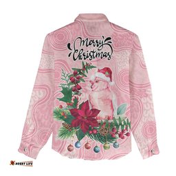 Watercolor Pink Galah Flowers Women Casual Shirt Australia Christmas Vibes LT9