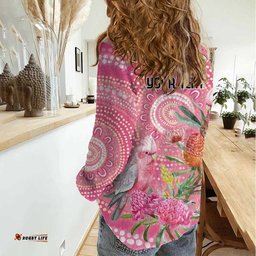 Personalized Pink Galah Aboriginal Dot Art Women Casual Shirt Australias Breast Cancer Awareness LT9