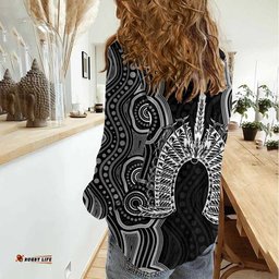 Torres Strait Islander Women Casual Shirt Flag Feather Headdress Indigenous Dotwork Tribal Art TS04