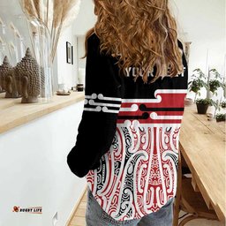 Personalised Toitu Te Tiriti Aotearoa 1840 Women Casual Shirt Red Kowhaiwhai Puhoro LT9