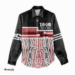 Personalised Toitu Te Tiriti Aotearoa 1840 Women Casual Shirt Red Kowhaiwhai Puhoro LT9