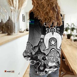 Torres Strait Islander Flag Women Casual Shirt Dhari Indigenous Dotwork Pattern Art TS04