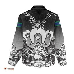 Torres Strait Islander Flag Women Casual Shirt Dhari Indigenous Dotwork Pattern Art TS04