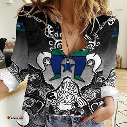 Torres Strait Islander Flag Women Casual Shirt Dhari Indigenous Dotwork Pattern Art TS04