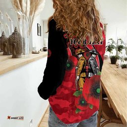 St Saints ANZAC Personalised Women Casual Shirt Lest We Forget Poppy Camo LT9