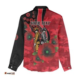 St Saints ANZAC Personalised Women Casual Shirt Lest We Forget Poppy Camo LT9