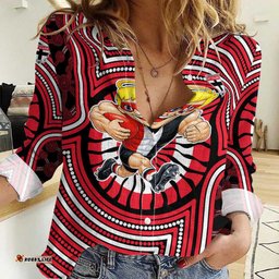 St Kilda Football Club Women Casual Shirt Indigenous Monochrome Dot Art Mascot Style TS04