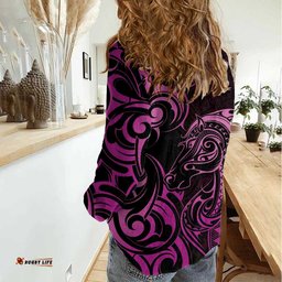 Pink Aoteara Horse Racing Women Casual Shirt NZ Maori Pattern LT14