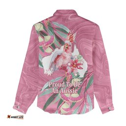 Pink Cockatoo Australia Day Women Casual Shirt Proud To Be An Aussie Opal Eucalyptus Blossoms LT14