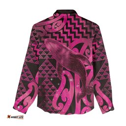 Humpback Whale Matariki New Zealand Women Casual Shirt NZ Maori Paikea Poutama Luxury Pink LT14